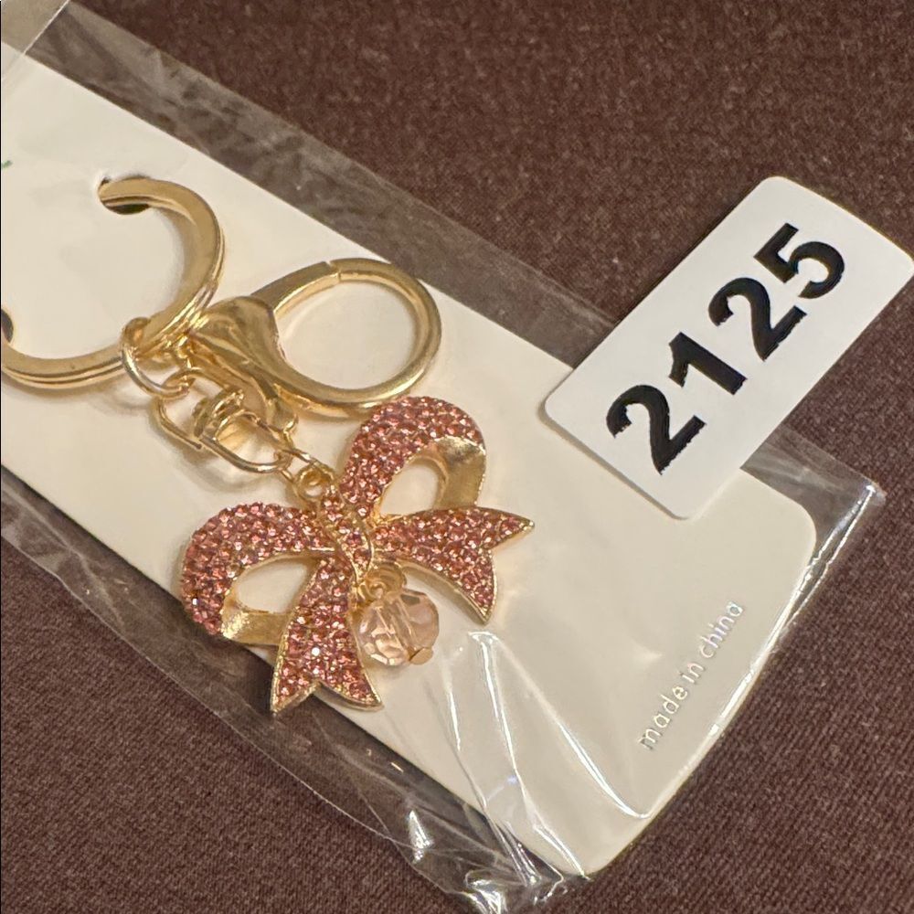2125‎ Rhinestone Bow Key Ring, Bag Charm